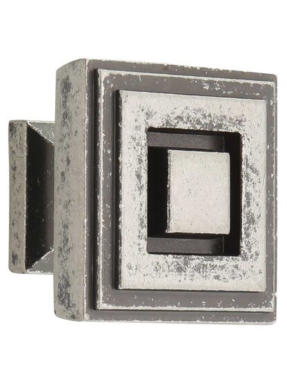 Delmar Cabinet Knob - 1 1/4 inch Square in Distressed Pewter.